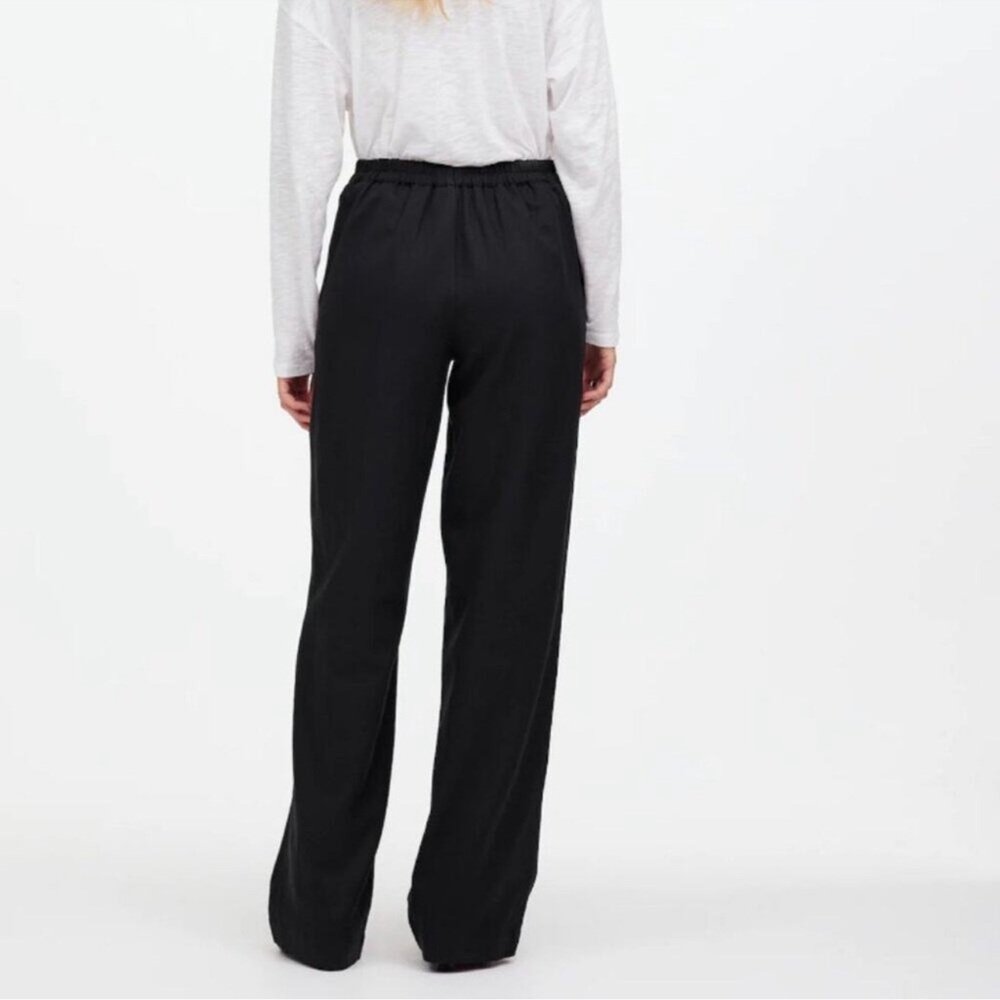 NWT Madewell Pull On Straight Wide Leg Linen Blend Pants in Drapey Twill Black - Picture 3 of 13